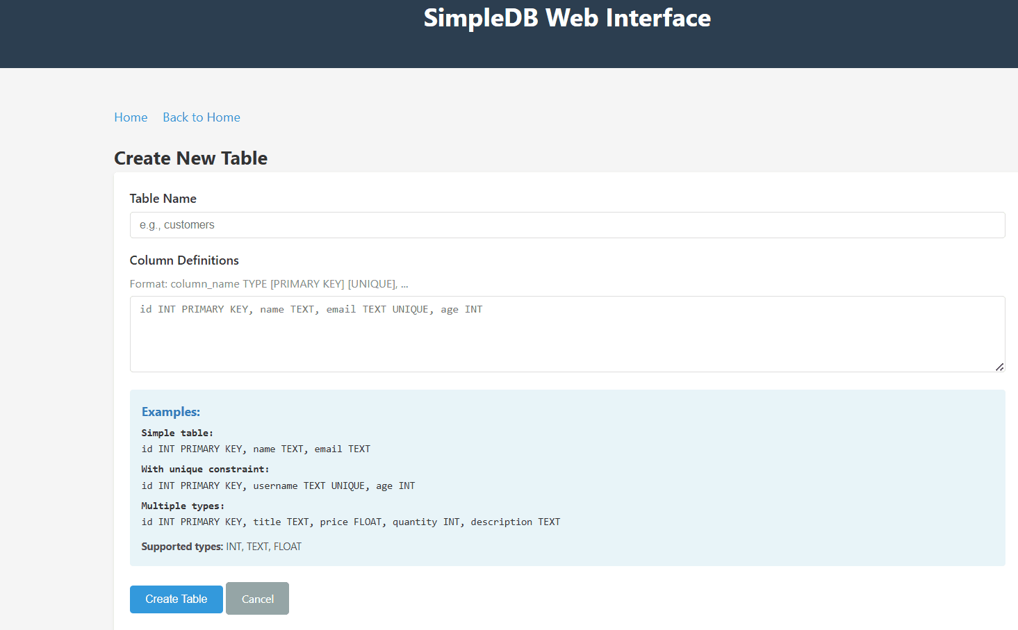 Pesapal Junior Dev Challenge - In-Memory RDBMS screenshot 1